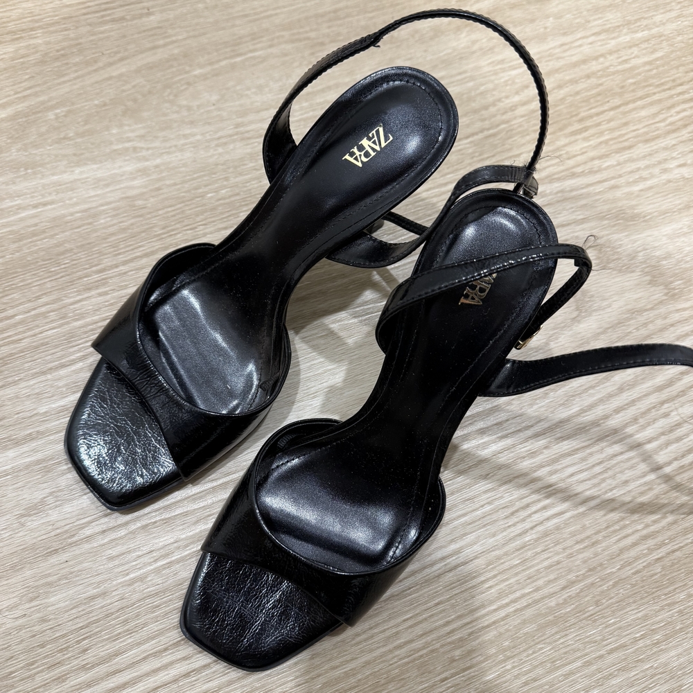 Zara Elegant Black Heeled Sandals